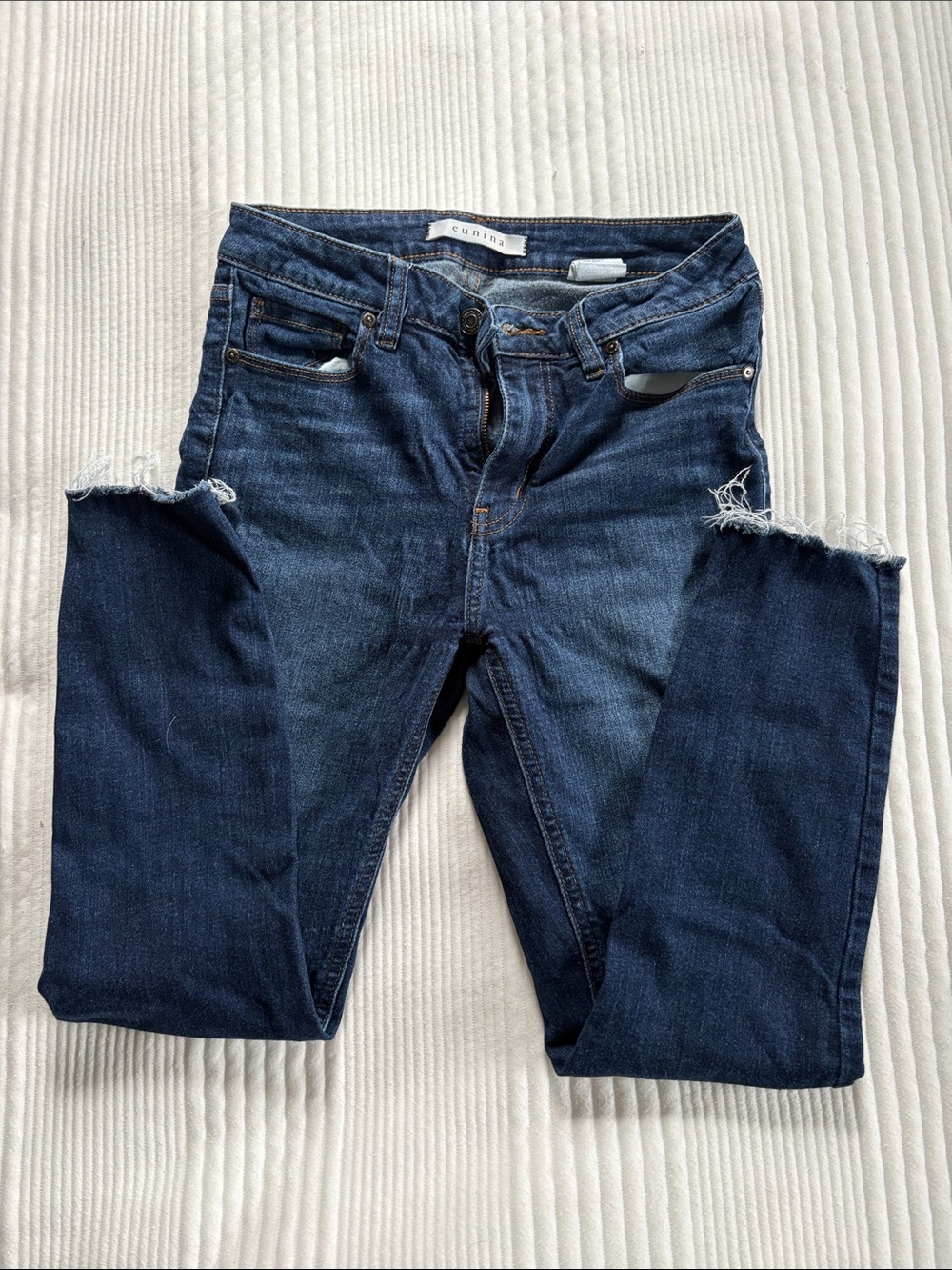 Eunina Indigo Skinny Jeans with Frayed Hem